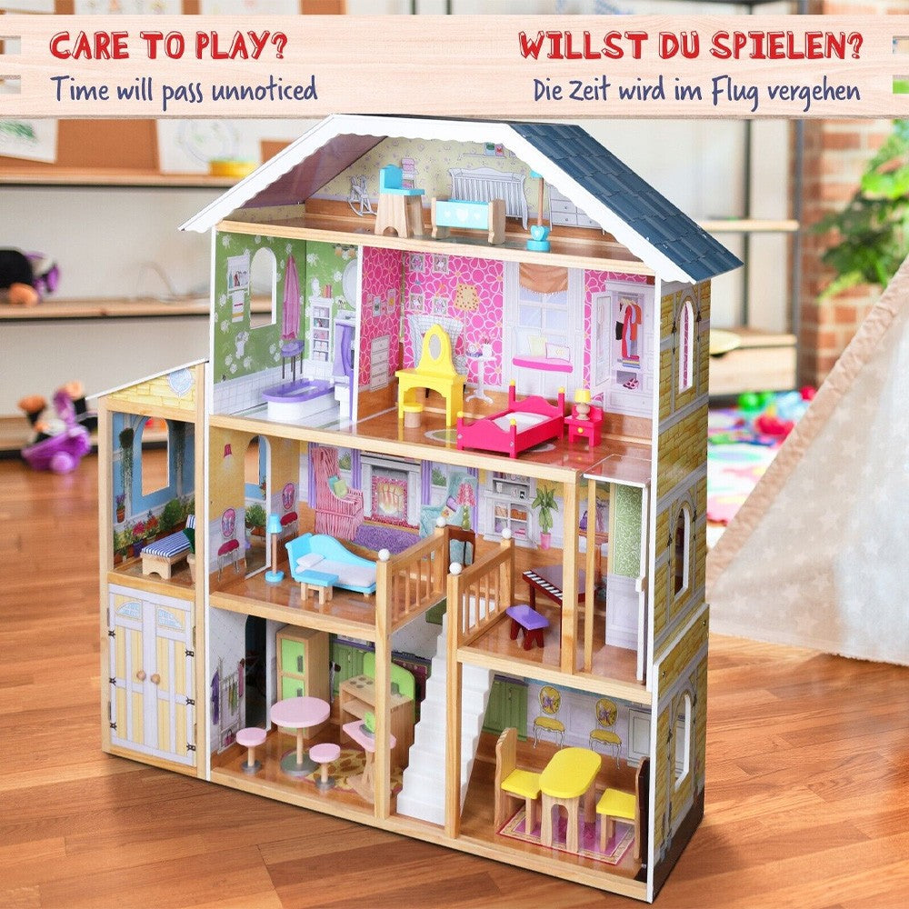 (Net) Wooden Grand Mansion Doll house Playset