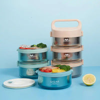 (NET)  Stainless Steel 3-Layer Lunch Box - 2.2L