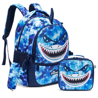 (NET) Meetbelify Shark Kids Rolling Backpack 3 Pcs