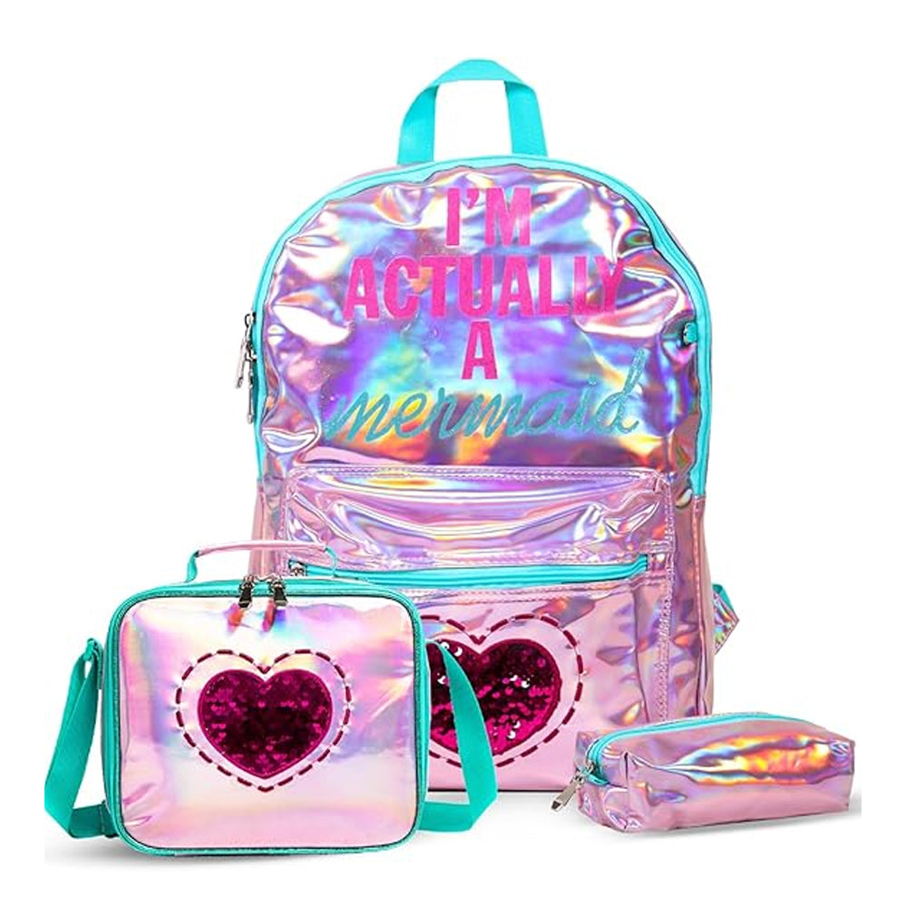 (NET) Mermaid Love School Bag Set Of 3 pcs