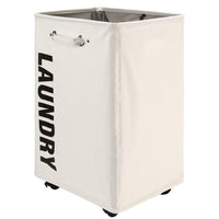 (net) Rolling Laundry Basket Large Laundry Hamper on Wheels Collapsible Dirty Clothes Hamper with Drawstring Mesh Cover Corner Clothes Storage Basket Laundry Bin with Handle ( Grey )