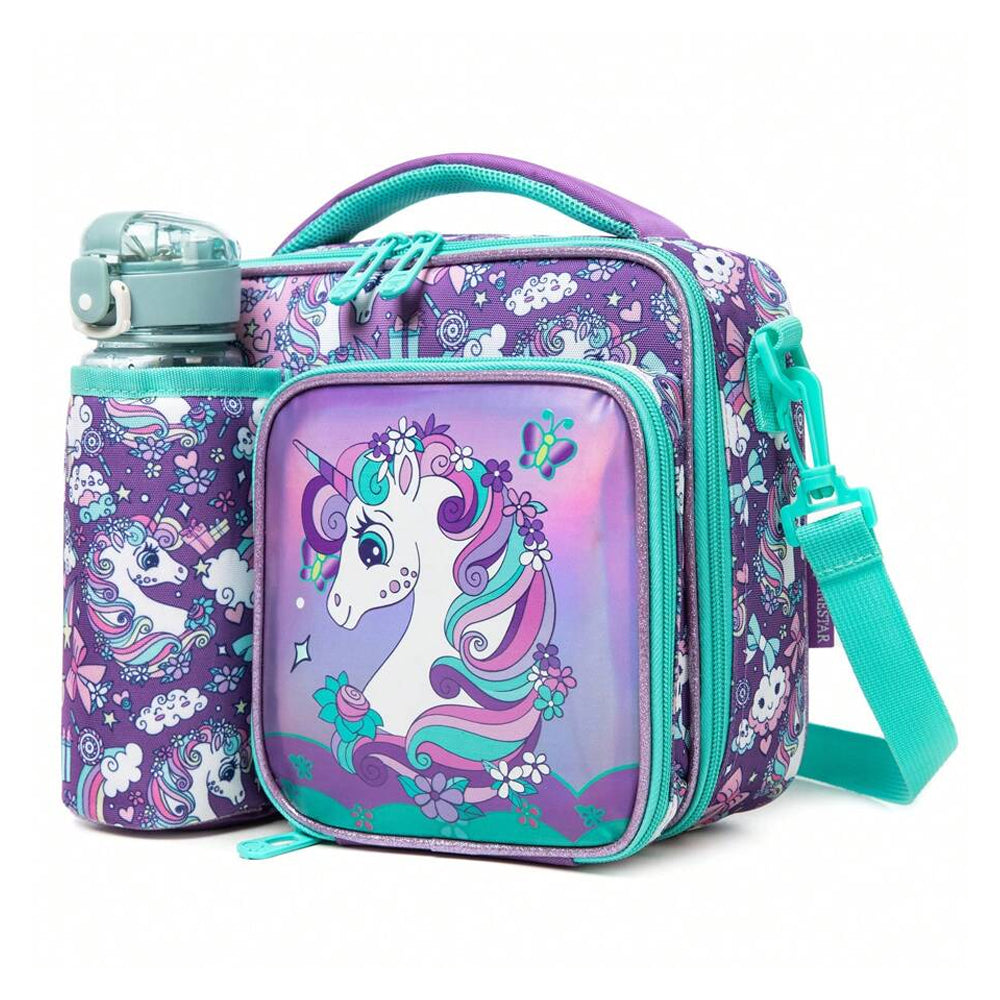 (NET) Mermaid Purple Kids Lunch Bag Cute Polyester Tote Bag