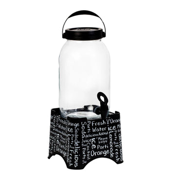Herevin 5 lt Written Pattern Stand Glass Dispenser