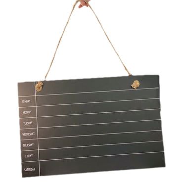 Wooden Hanging Chalkboard Week Calendar Black