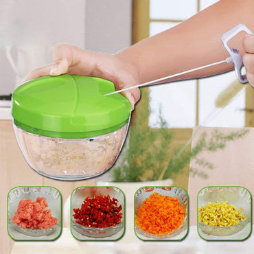 (Net) Easy Spin Quick Cutter - Vegetable Fruit Nut Onion Chopper, Hand Meat Grinder Mixer Food Processor Food Processer, Choppers, Chopper Vegetable Cutter, Vegetable Tools / 7413