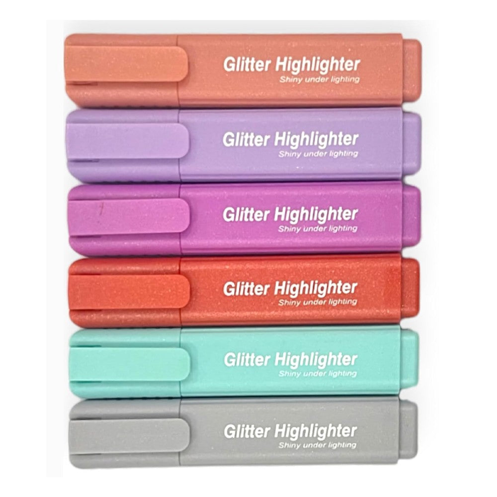 6 Glitter Highlighter Pens / H3305