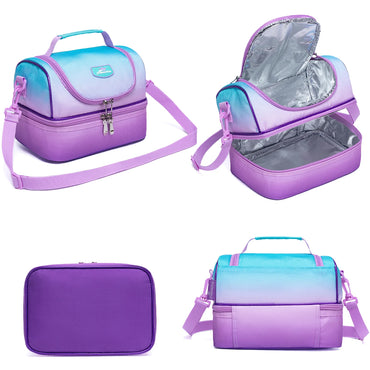 (NET) Purple Kids Lunch Bag Insulated Bento