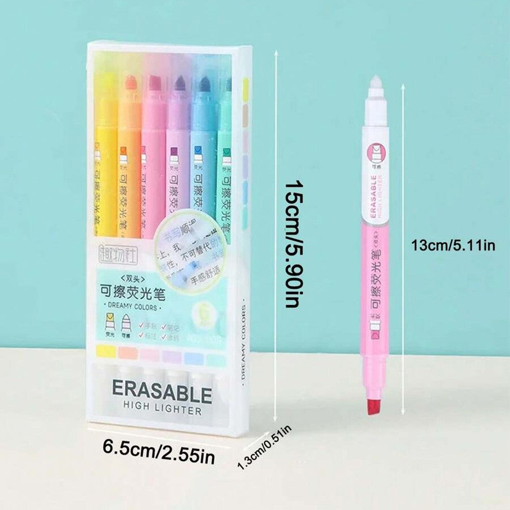 6-Color Creative Double-Ended Erasable Highlighter / 291180