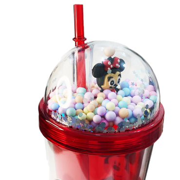 (NET) Mickey Mousse Plastic Cup With Straw 400 ML