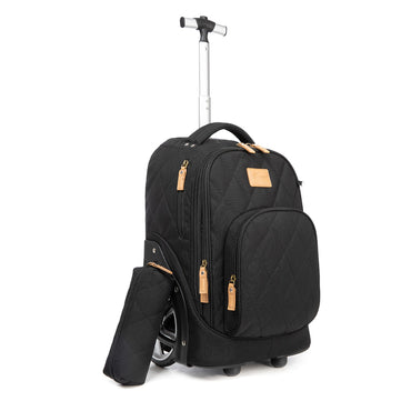 (NET) Black Backpack Trolley Bag 3 Pcs