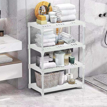 4 Tier Free Standing Bathroom Organizer Multifunction Rack Organizer Stand for Living Room Kitchen Pantry
