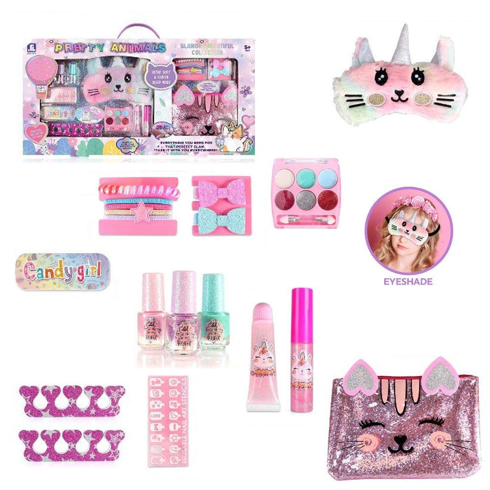 (Net) DIY Beauty Set: Pretend Play Cosmetic Makeup Kit for Little Girls