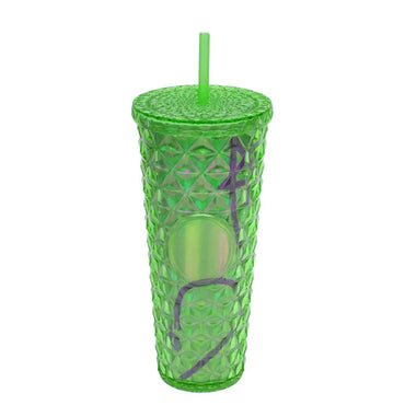 (NET) Plastic Double Wall Crystal Tumbler With Straw And Lid 750 ML