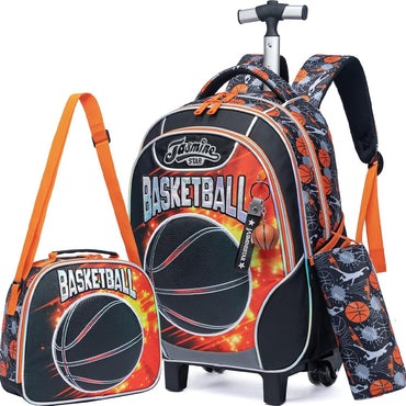 (NET) Meetbelify Basketball Kids Rolling Backpack 3 Pcs