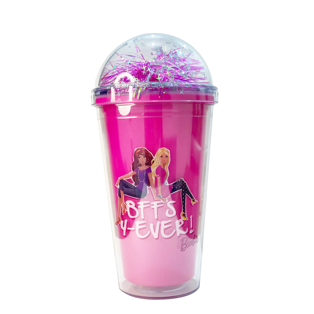 (NET) Barbie Plastic Cup With Straw 450 ML