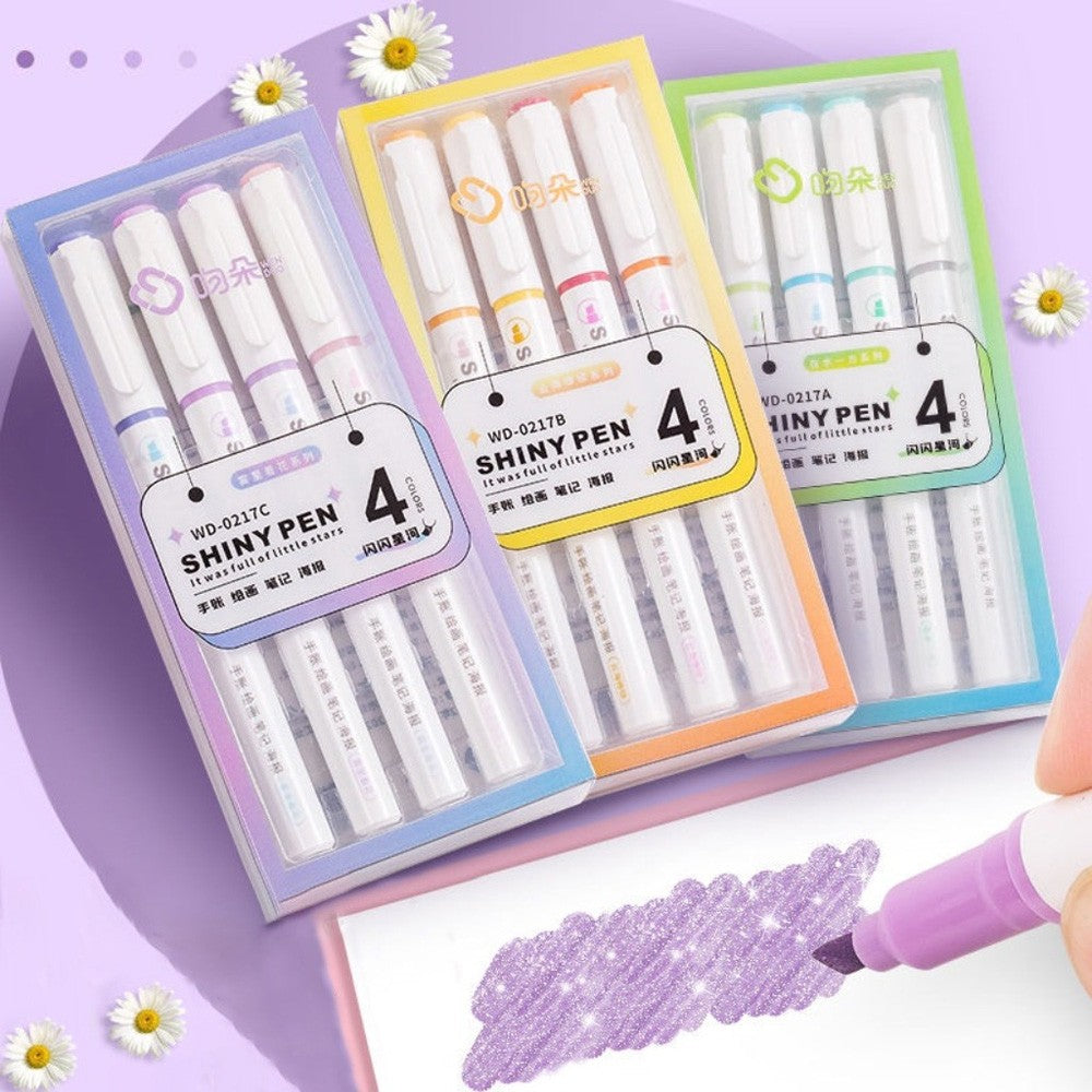 4pcs set Shiny Glitter Highlighter Pen / 040224