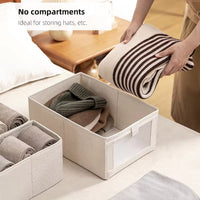 (Net) Pants Organizer Box Cotton Linen Wardrobe Jeans Storage Box For Clothes