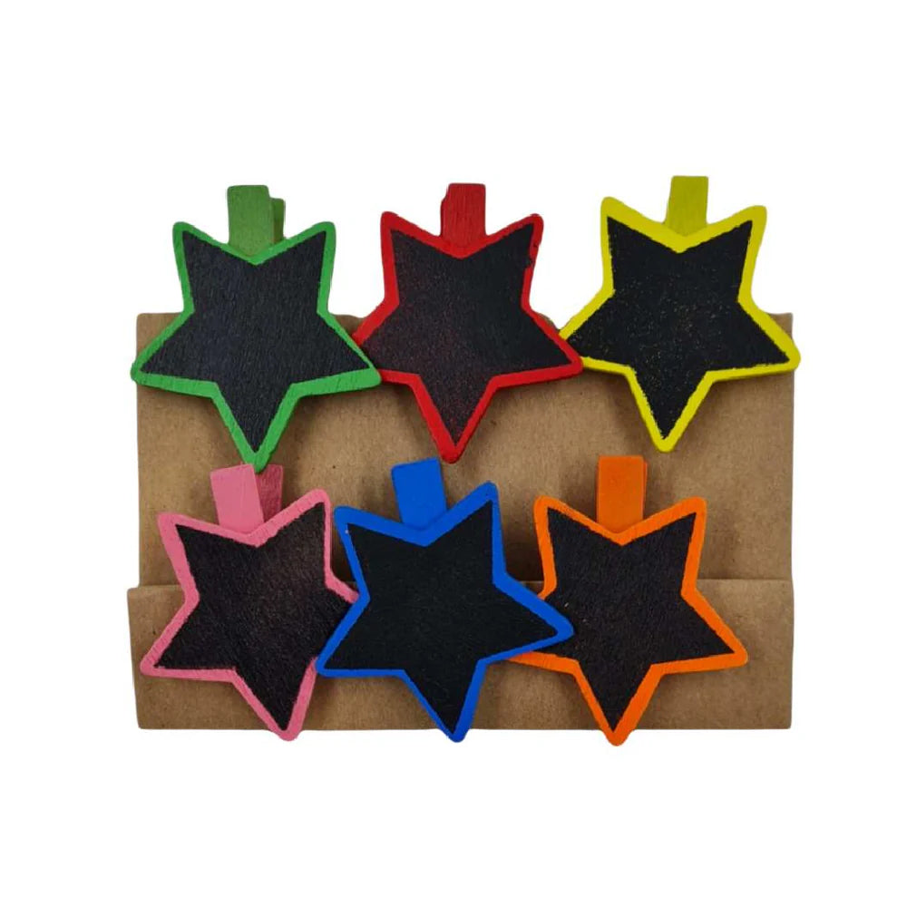 Wooden Stars Clip Set of 6 pcs