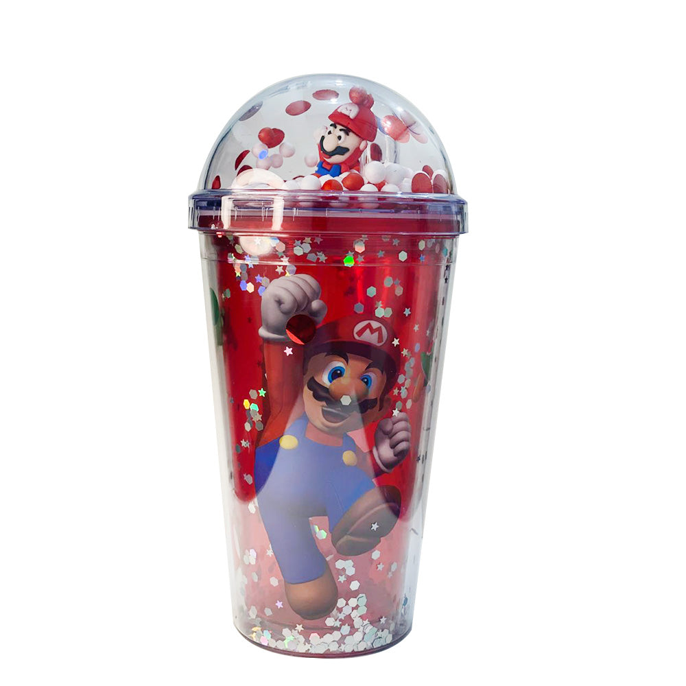 (NET) Mario Plastic Cup With Straw 450 ML