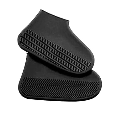 (Net) Silicone Shoe Cover Reusable Waterproof No-Slip Rubber Rain Shoe Cover - Large, BLACK / 31549