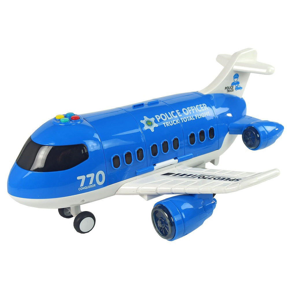 (NET) Blue Transport Plane Police With A String Cars Sound