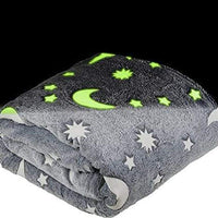 Magic Glow in The Dark Blanket Throw with Star Sky Objects Super Soft Snuggly Fluffy