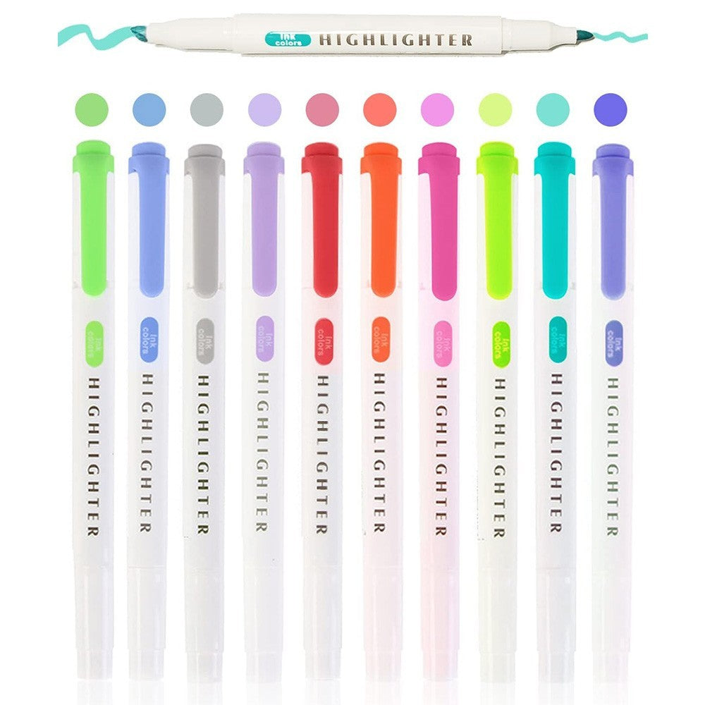 Highlighters Dual Tips Marker Pen Pack Of 10 Colors / SY-826