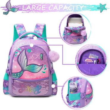 (NET) Mermaid Backpack With Lunch Box & Pencil Case