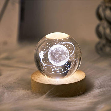 Moon & Girl Crystal Ball With Light 6cm