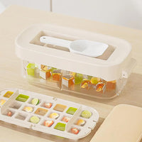Pressing Ice Lattice Mold, Ice Cube Tray with Lid and Bin, Ice Trays for Freezer with ice scoop storage space for Cocktail Freezer Chilled Drink Refrigerator Storage