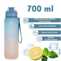 (Net) Water Bottle, BPA Free, Sport Gym Travel With Hanger With Time Marker, Leakproof - 700ml