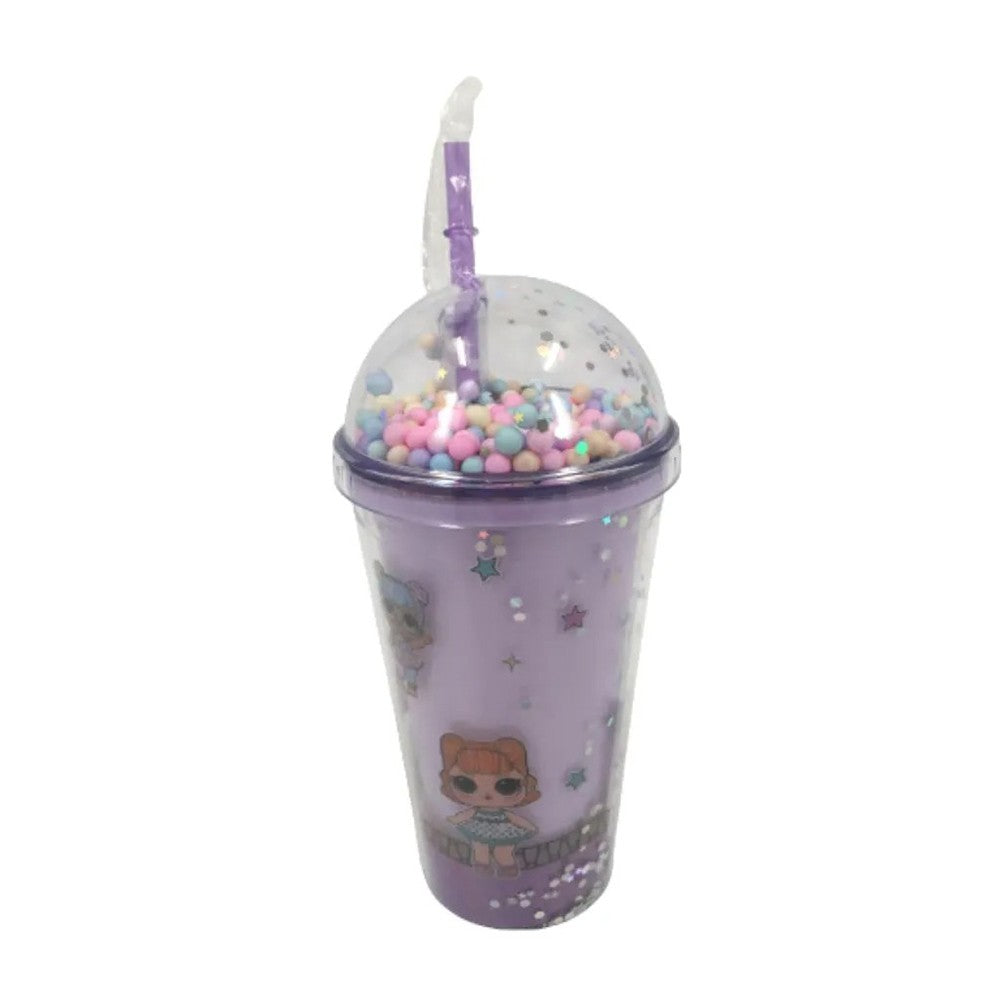 (NET) Lol Plastic Cup With Straw 400 ML