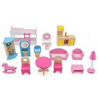 (Net) Wooden Doll House with furniture