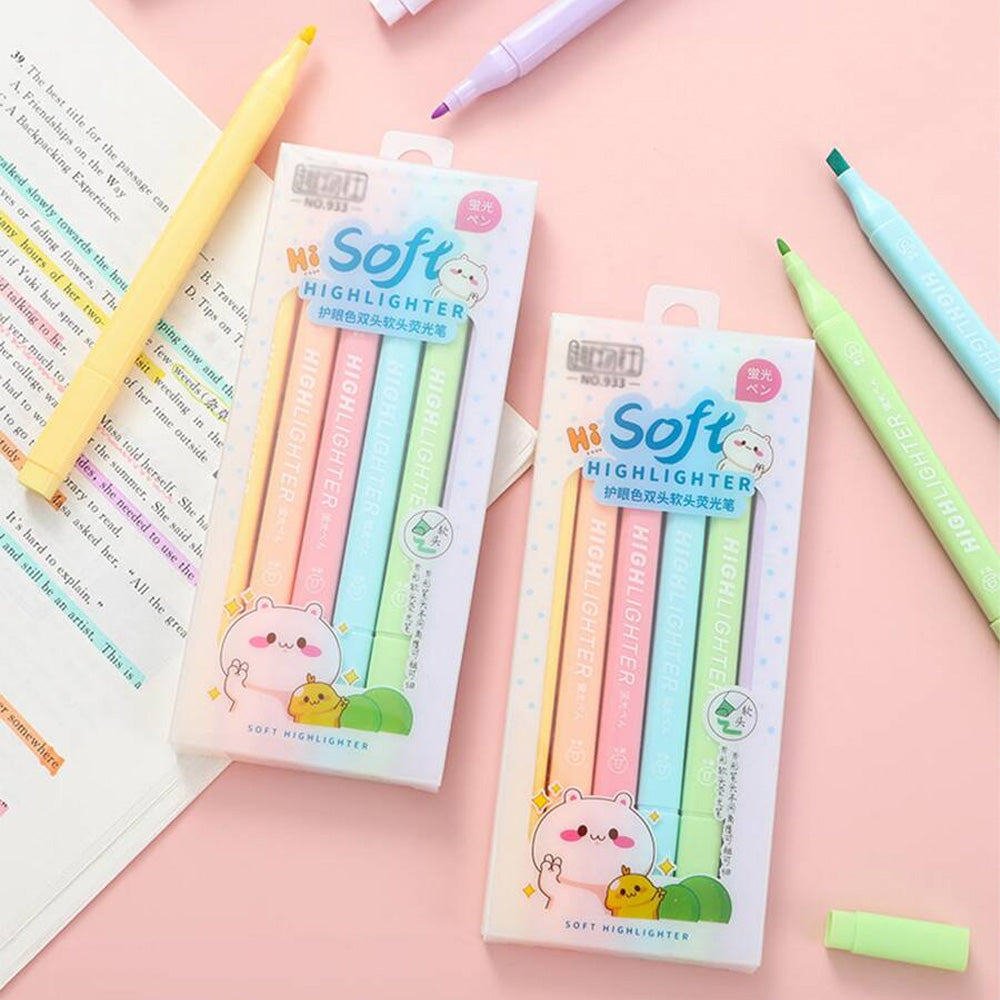 6 Pieces Set Candy Colored Highlighter Pen With Soft Tips / 290213