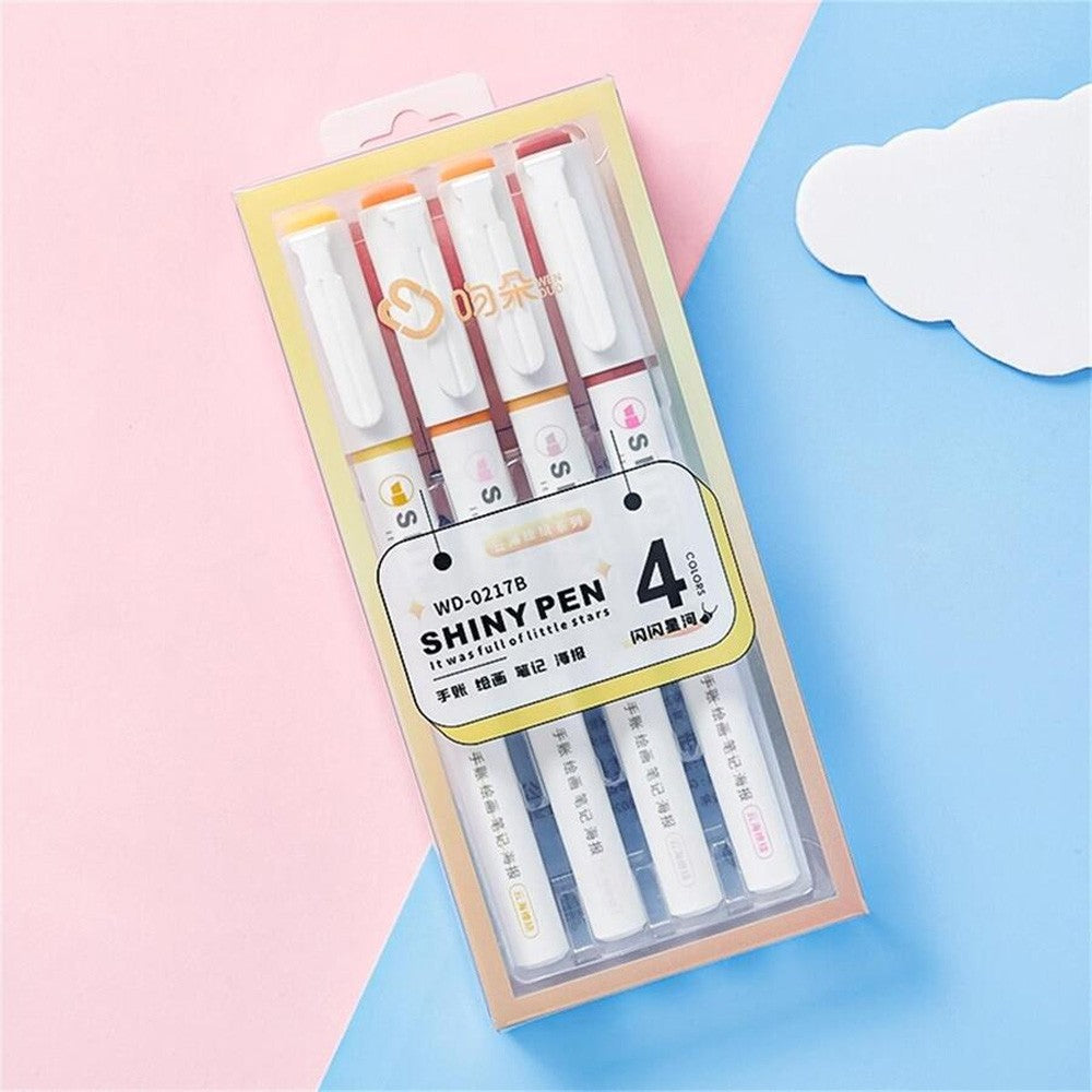 4pcs set Shiny Glitter Highlighter Pen / 040224