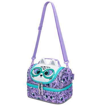 (NET) Cartoon Purple Kids Lunch Bag Insulated Bento