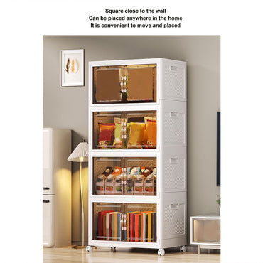 (Net) Multi-Function Storage Cabinet with Double Doors And 4 Layers