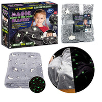 Magic Glow in The Dark Blanket Throw with Star Sky Objects Super Soft Snuggly Fluffy