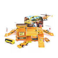 Cast Car Engineering Garage Toy - Kids Race Track Toy with Parking Lot Construction Site