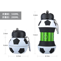 Foldable Football Kids Water Bottles Portable Soccer Ball Shaped Water Bottl Silicone 550 ML