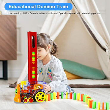 (NET) Domino Blocks Automatic Domino Laying Train with Light and Sound Kids