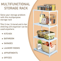 4 Tier Free Standing Bathroom Organizer Multifunction Rack Organizer Stand for Living Room Kitchen Pantry