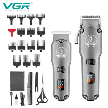 (NET) 2 Pcs VGR Hair Trimmer 2 in 1 Haircut Kit USB / V-675