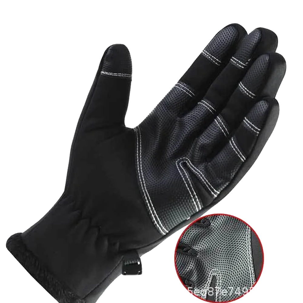 Men's Waterproof Winter Motorcycle Gloves - Plush Lined and Windproof
