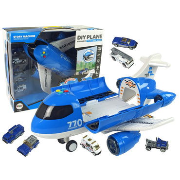 (NET) Blue Transport Plane Police With A String Cars Sound