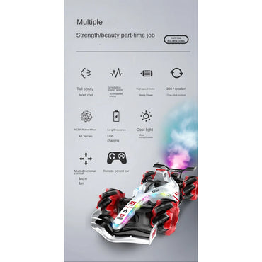 (Net) F1 Formula Spray Watch Remote Control Racing Car 2.4G - Light, Sound, Drift, Stunt