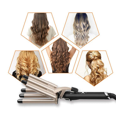 (Net) Curling Iron Hair Wave Curler Temperature Adjustable Four Barrels Hair Iron Hair Waver Iron Ceramic Tourmaline Crimper Hair Iron With Dual Voltage / XR-8832