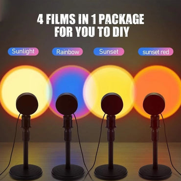 Sunset Lamp, Sunset Projector Lamp LED Sunset Light Night Light 180 Degree Rotation Romantic Light USB Charging for Bedroom Party Home Decore / M008