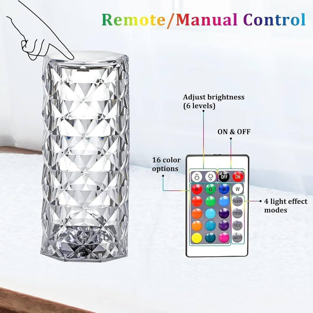 Led Rose Crystal Table Lamp 16 Colors Changing Rgb Touch Lamp Usb Romantic Led Rose Dia mond Desk Lamps For Bedroom Living