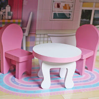 (Net) Wooden Doll House With 8PCS Furnitures